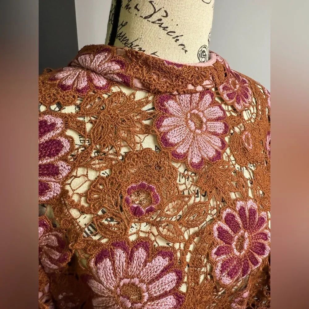 Farm Rio Gigi Tapestry Guipure Blouse NWT Size XL - Picture 11 of 11